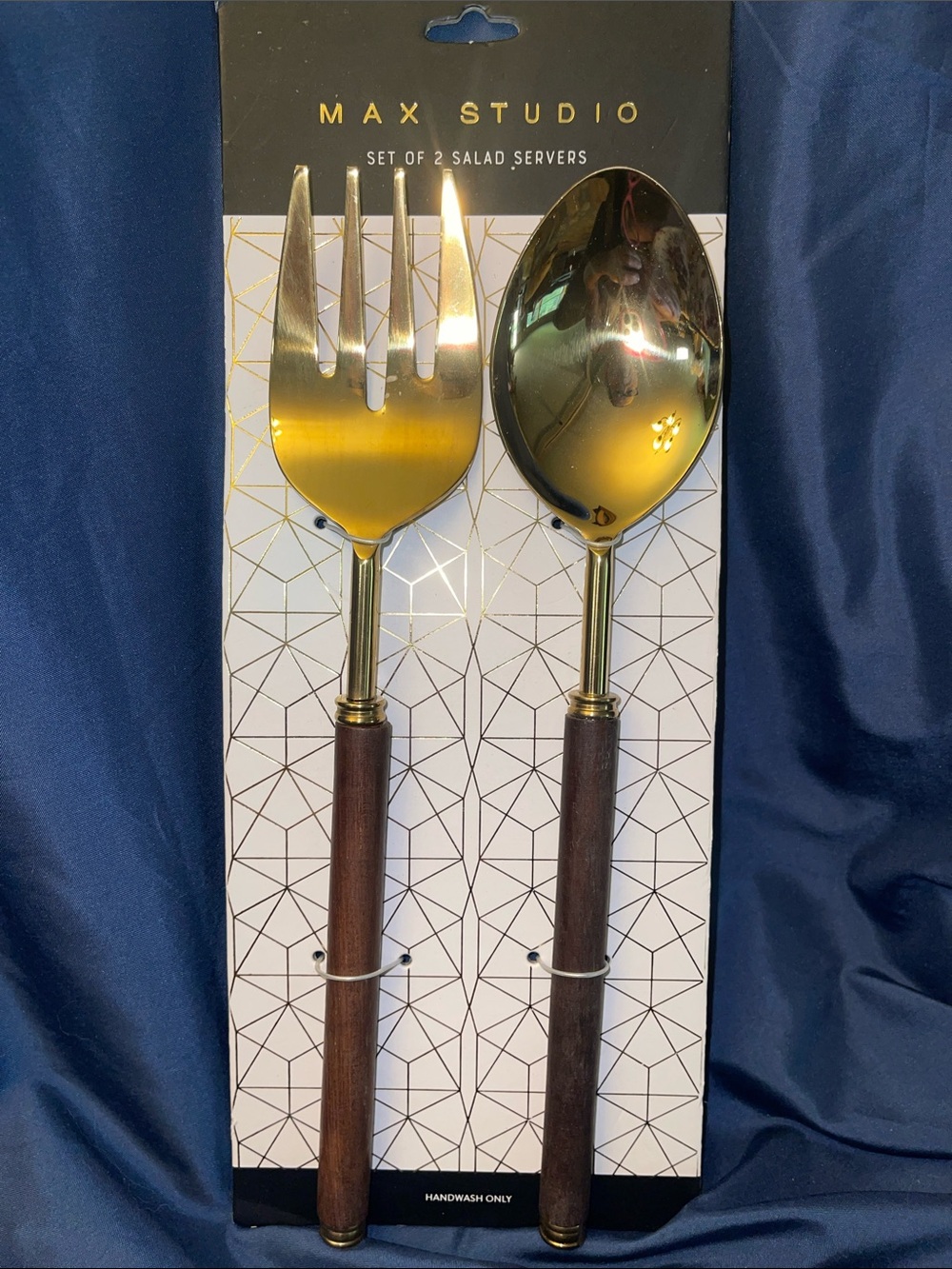 Max Studio Gold and Brown Salad Servers Set - 2-Piece